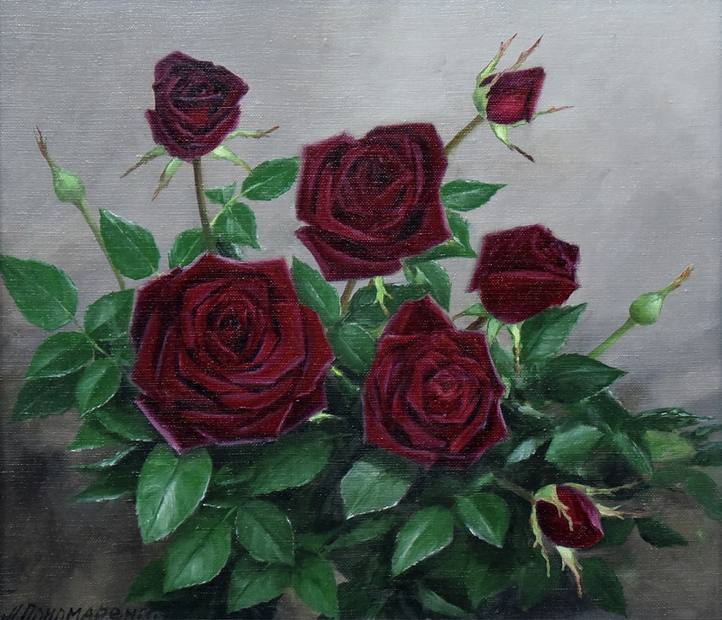 Купить картину маслом с розами для интерьера от р. в галерее DasArt
