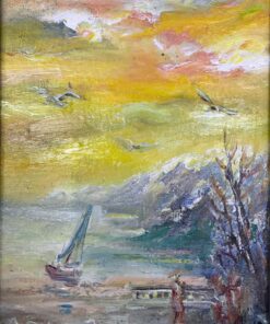 Картина «Утро в заливе» - автор Баженова Наталья, живопись, холст, масло, 24×18 см, 2018 год.
