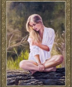 Картина «Девушка в лучах солнца» - автор художник Сергей Елизаров, живопись, холст, масло, 70×50 см, 2016 год. в раме