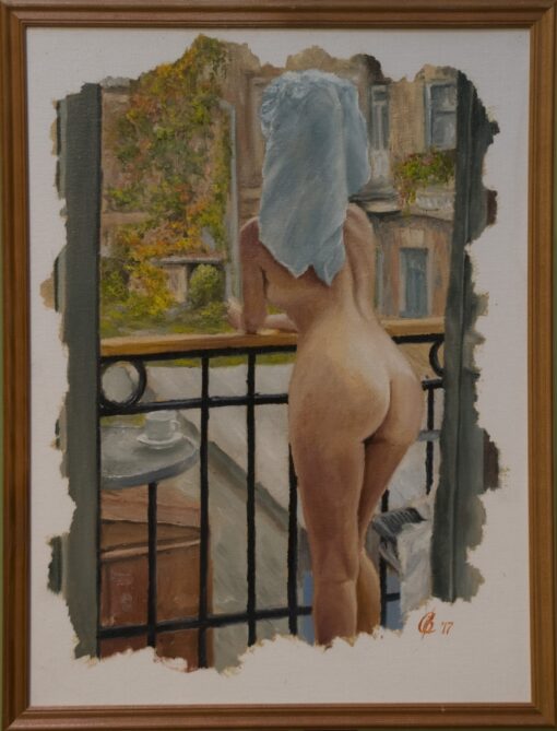Картина «Доброе утро» - автор художник Сергей Елизаров, живопись, холст, масло, 40×30 см, 2017 год. в раме