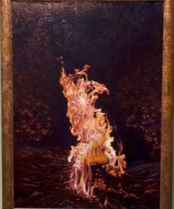 Картина «Костёр» - автор художник Сергей Елизаров, живопись, холст, масло, 70×50 см, 2017 год. в раме