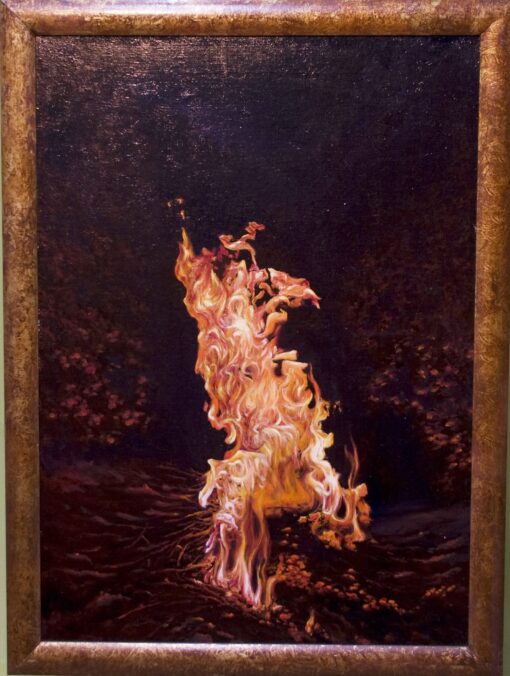 Картина «Костёр» - автор художник Сергей Елизаров, живопись, холст, масло, 70×50 см, 2017 год. в раме