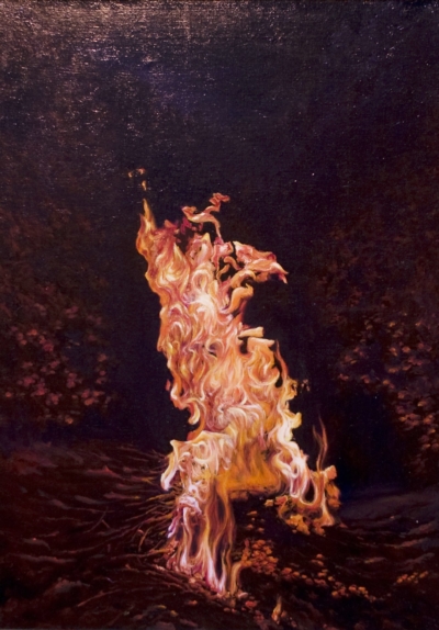 Картина «Костёр» - автор художник Сергей Елизаров, живопись, холст, масло, 70×50 см, 2017 год.