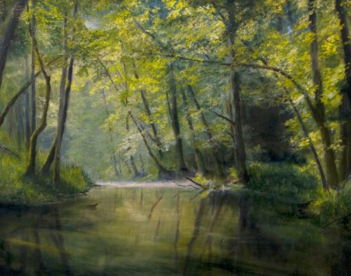 Картина «Лесной ручей» - автор художник Сергей Елизаров, живопись, холст, масло, 40×50 см, 2017 год.