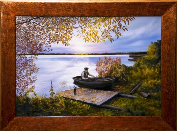 Картина «Возвращение» - автор художник Сергей Елизаров, живопись, двп, масло, 50×70 см, 2019 год. Вид в багетной раме