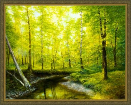 Картина «Лес весной» Вид в багетной раме