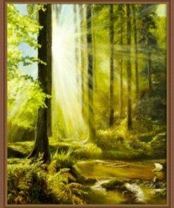 Картина «Утро в лесу» - автор художник Сергей Елизаров, вид в раме