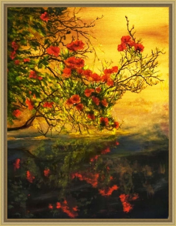 Картина маслом на холсте «Ветка» - автор художник Сергей Елизаров, живопись, 30×40 см, 2019 год.