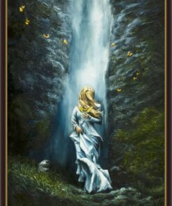 Картина «Водопад» - автор художник Сергей Елизаров, живопись, холст, масло, 40×30 см, 2019 год. Вид в багетной раме
