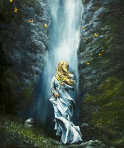 Картина «Водопад» - автор художник Сергей Елизаров, живопись, холст, масло, 40×30 см, 2019 год.