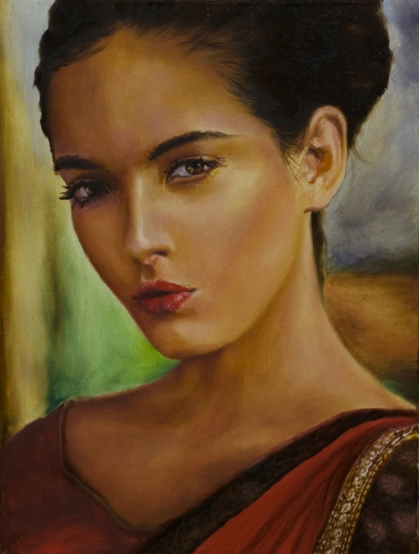 Картина «Восточная женщина» - автор художник Сергей Елизаров, живопись, холст, масло, 40×30 см, 2019 год.