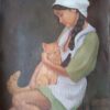 Картина «Девушка в белом платке» - автор художник Саро Шахбазян, живопись, холст, масло, 96,5х66,8 см